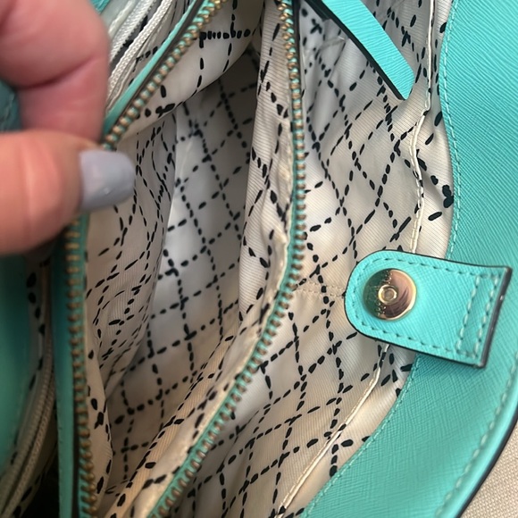 Kate Spade Aqua blue leather bag crossbody strap purse gold hardware - Picture 14 of 14